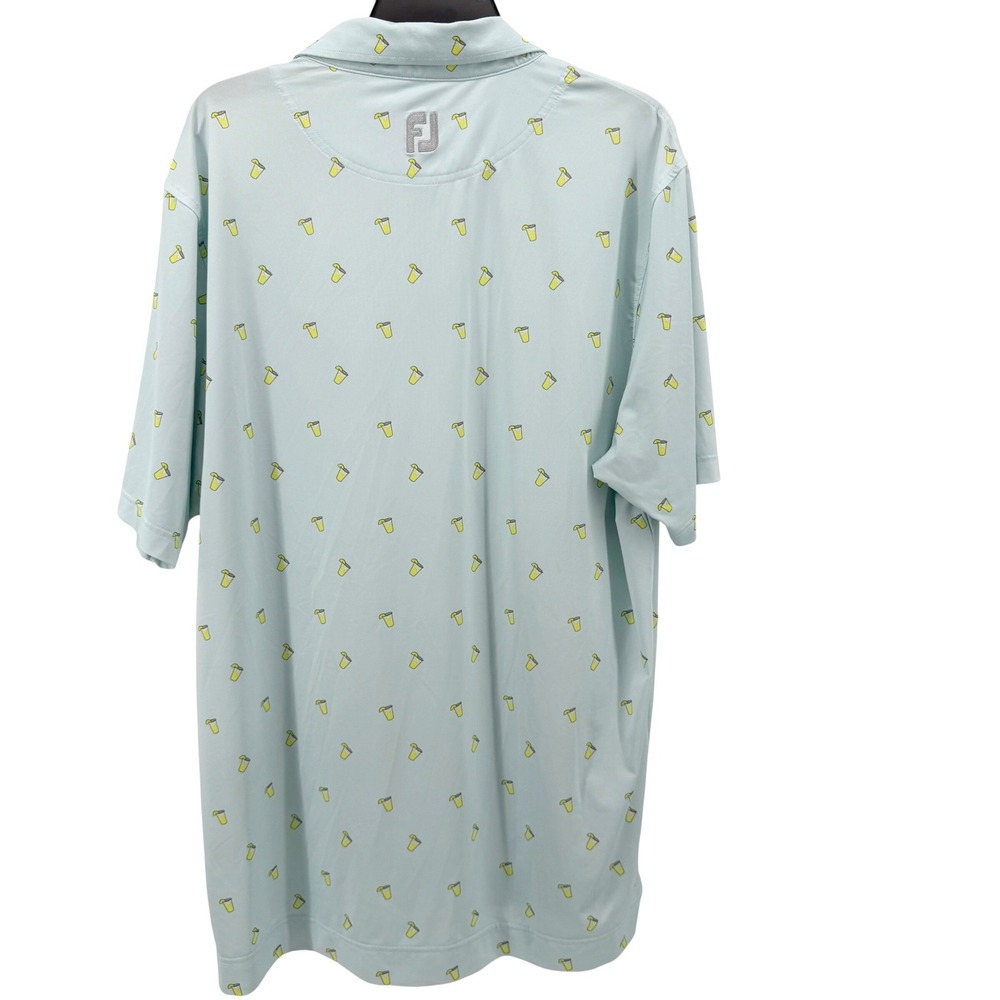 FootJoy Golf Polo Mens L Light Blue Cocktail Drink Print Lighthouse Stretch - Picture 3 of 8